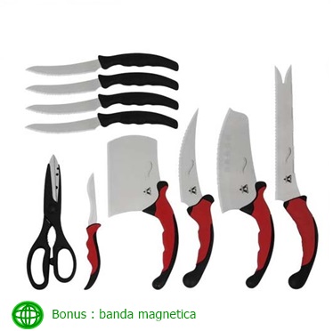 Set 10 cutite Contour Pro Knives +Banda magnetica