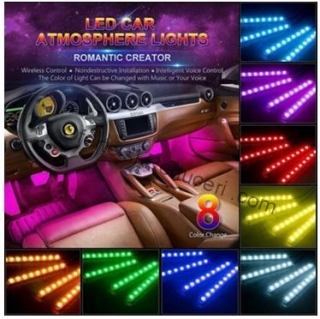 Kit Iluminare Ambientala LED Interior Masina, Multicolor RGB cu Telecomanda